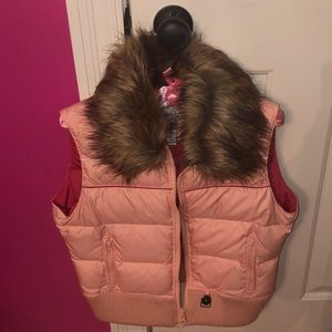 Abercrombie and Fitch pink Winter vest with fur